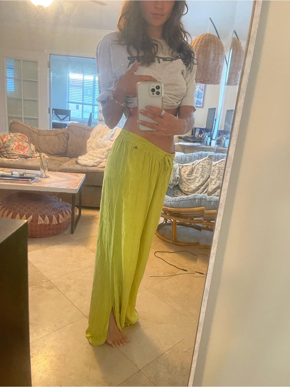 Reef Lime Green Flowing Maxi Skirt